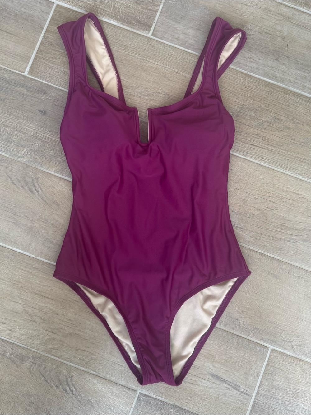 Shade & Shore V-Notch One-Piece Swimsuit in Plum